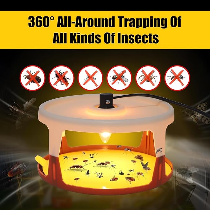 2026 Flea Traps for Inside Your Home 4PACK, Flea Light Trap for Indoor Flying Insect Control Trapper with 12 Bulbs, 12 Sticky Pads Refills Bed Bug Trap for House Indoor