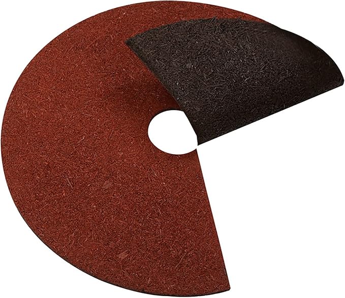 Fasmov 3 Pack Rubber Mulch Ring Tree Protector Mat Tree Protection Weed Mats, Heavy Duty Rubber, 24 inch