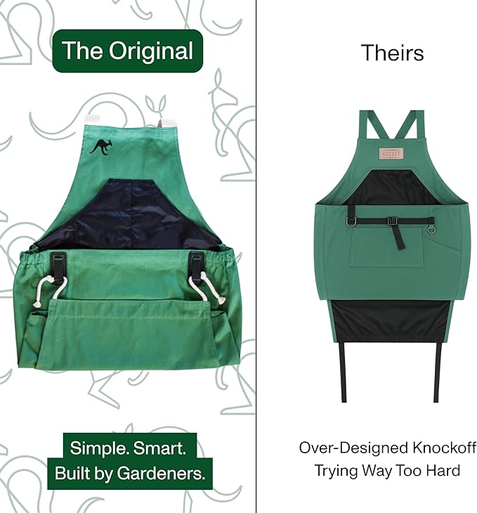 Roo Gardening Apron with Pockets for Women & Men - Canvas Garden Apron with Harvesting Pouch, Water-Resistant, Washable