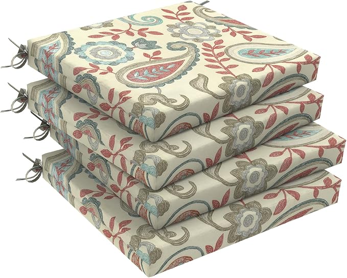 DYTXIII Set of 4 Outdoor Chair Cushions, Water Resistant 18.5"x16"x2" Square Seat Cushion for Patio Dining Chairs, High-Density Replacement Pads for Indoor Outdoor Furniture - Paisley Vintage