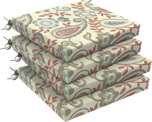 DYTXIII Set of 4 Outdoor Chair Cushions, Water Resistant 18.5"x16"x2" Square Seat Cushion for Patio Dining Chairs, High-Density Replacement Pads for Indoor Outdoor Furniture - Paisley Vintage