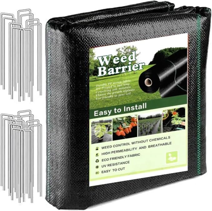 3FTx50FT Weed Barrier Landscape Fabric Heavy Duty, Weed Block Gardening Ground Cover Mat, UV Resistant Permeable Weed Control Cloth for Garden, Flower Bed, Yard, Commercial Driveway Fabric