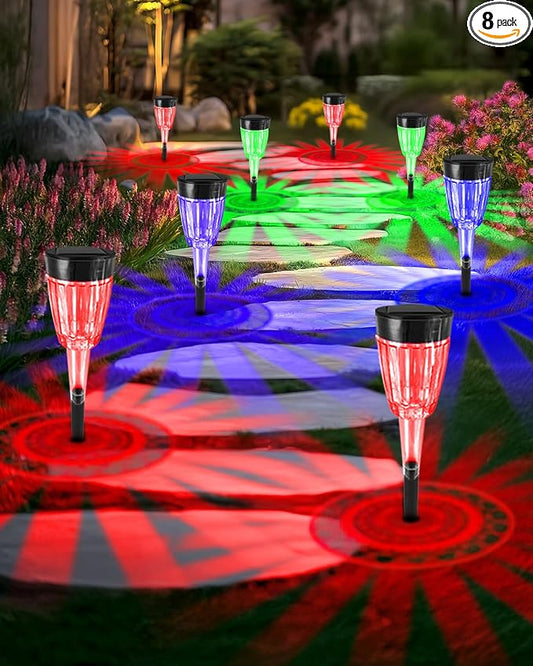 FREECUBE Solar Pathway Lights Outdoor 8 Pack, Color Changing LED Solar Garden Lights with 4 Lighting Modes, Waterproof Auto On/Off Landscape Lights for Walkway Yard Patio Lawn Driveway Holiday Decor