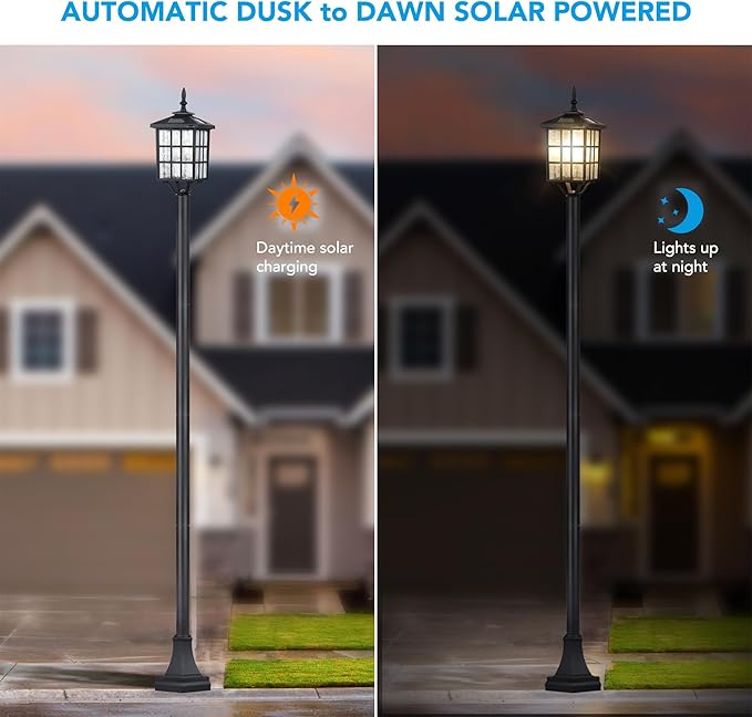 Solar Lamp Post Light, ST4324SS4 Outdoor Waterproof LED Street Floor Post Lights Solar Powered for Pathway Garden Driveway Landscape Backyard
