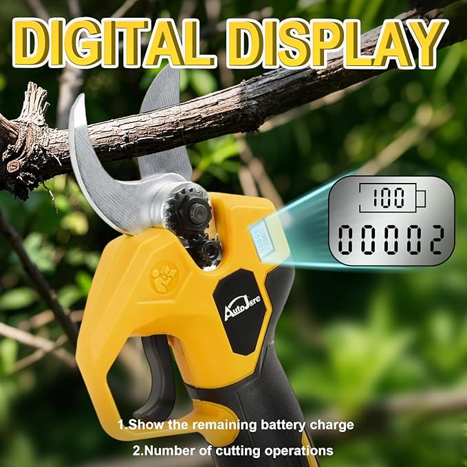 Electric Pruning Shears Compatible with Dewalt 20V Battery Brushless Electric Shears with LCD Display 0.8-1.2 Inch Cutting Diameter for Gardening, Branch, Tree Trimming (NO Battery)