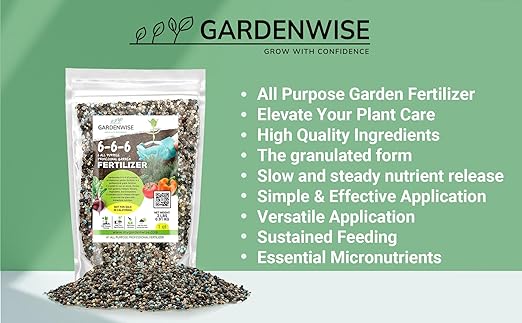 Gardenwise 6-6-6 All-Purpose Professional Plant Food Fertilizer; Ideal for Winter Care & Spring Feeding, Perfect Balanced NPK for Indoor and Outdoor Plants (10 QUARTS)