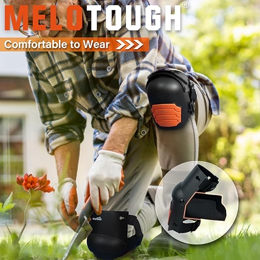 MELOTOUGH Knee Pads for Work,Construction,Flooring,Gardening-Comfortable and Flexible(Orange)