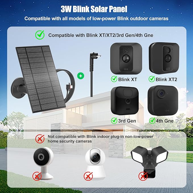 Blink Solar Panel with 4000mAh Battery 13ft Cable Rubber Plug and IP65 Waterproof,Solar USB C Charger Batteries for Blink Outdoor 4(4th Gen/3rd Gen/XT/XT2) Camera