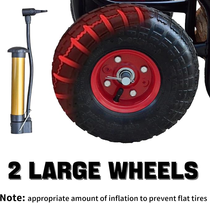 Firewood Cart with Wheels - Heavy Duty Outdoor Log Rack Holder Easy Transport for Fireplace Garden & Garage - Portable Storage Mover 220LB Capacity Waterproof