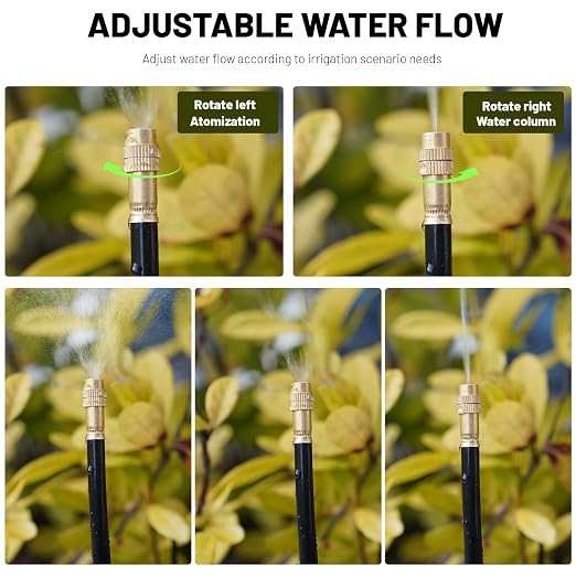 Thiswing 360° Adjustable Drip Irrigation System - 20 FT Automatic Garden Watering System with 5 Nozzles, Raised Bed Sprinkler System, Garden Mister for Yard, Lawn, Plants, 5/16" Tubing