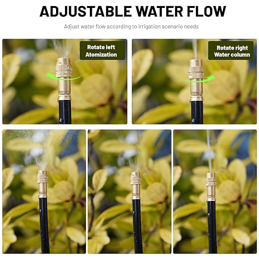 Thiswing 360° Adjustable Drip Irrigation System - 50 FT Automatic Garden Watering System with 16 Nozzles, Raised Bed Sprinkler Irrigation System, Garden Mister for Yard, Lawn, Plants, 5/16" Tubing