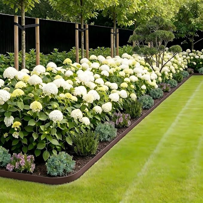 Garden Edging 80FT, Landscape Edging Borders with 120pcs Plastic Stakes, 4IN Tall Garden Mini Fence Edge Kits for Yard, Tree, Grass, Gravel, Lawn Edging, Flowerbeds, Brown