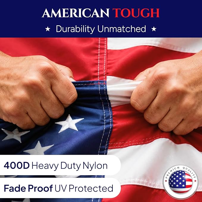 Premium American Flags for Outside 3x5 – Heavy Duty Nylon, Embroidered Stars & Sewn Stripes