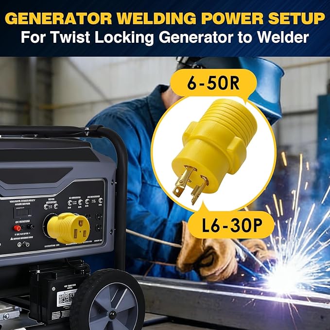 240V Generator Welder Adapter,ETL Listed, NEMA L6-30P to 6-50R Welder Adapter Cord, 30A to 50A Heavy-Duty Adapter, 3-Prong Locking Male to 3-Prong Female, for Welder Dryer EV Charger