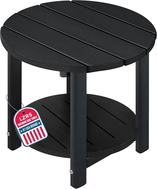 LZRS Adirondack Side Table Double End Table, Outdoor Coffee Tables for Patio, Backyard,Pool, Indoor Companion, Easy Maintenance & Weather Resistant(Black)