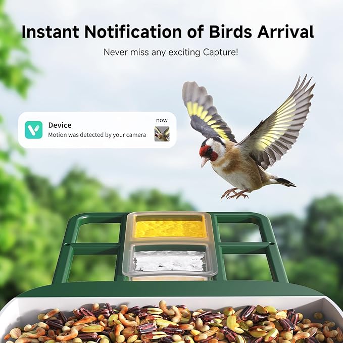 Loatos Bird Feeder with Camera AI Identify 2K Live Video Smart Bird Feeder with Camera, 2.4GHZ WiFi Solar Birds House Cameras, Motion Detection Instant Arrival Alerts, Ideal Present for Birds Lovers