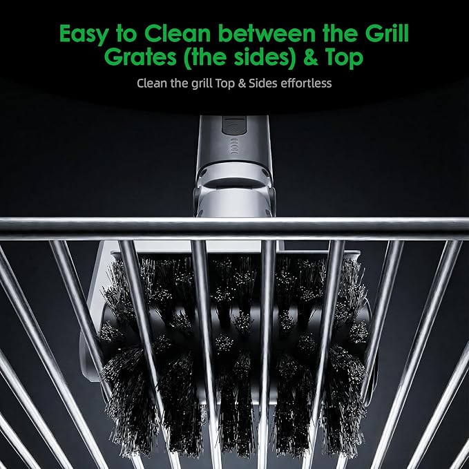 Electric Grill Brush for Outdoor: Upgraded BBQ Grill Cleaner with 3-Speed, 90° Adjustable Angle, 150Mins Runtime Cordless Motorized Grill Brush, Automatic Grill Cleaning Brush for Grill Grates