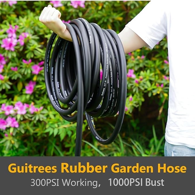 Guitrees Leader Garden Hose 15ft x 3/4", Heavy Duty Short Water Hose, Male to Female Fittings, Five Layered Braiding for Durability, 1000PSI Burst, 300PSI Working (Black)