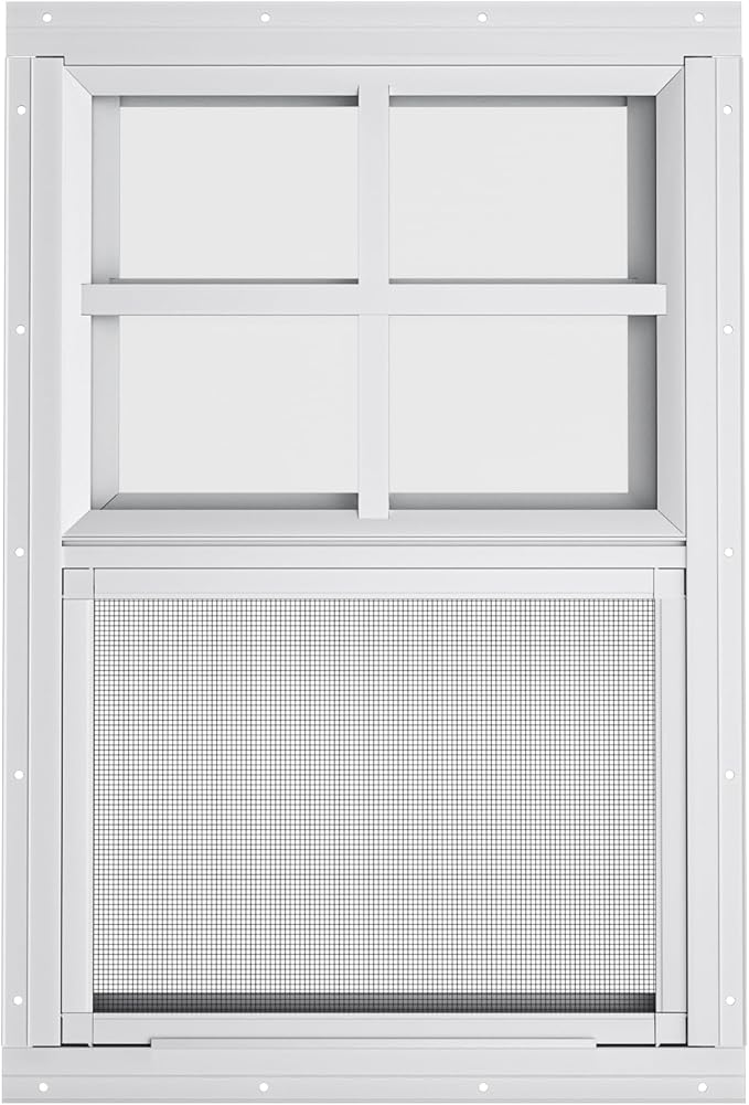 WRISIN 2 Pack Shed Windows 18" W x 27" H Flush Mount, White Household Windows for Playhouses, Barns, Chicken Coop