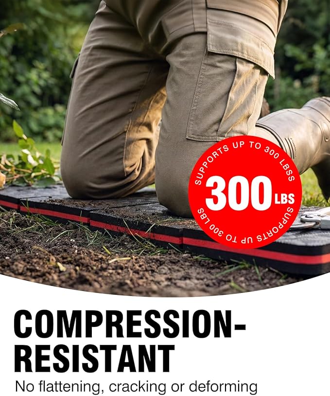 1.1" Foldable Kneeling Pad, Large Supportive Mechanic Mat with Handle & Storage Strap, Extra Thick Comfortable Foam Knee Pad for Gardening, Garage, Workshop Repairing, 47.2"x15.7"