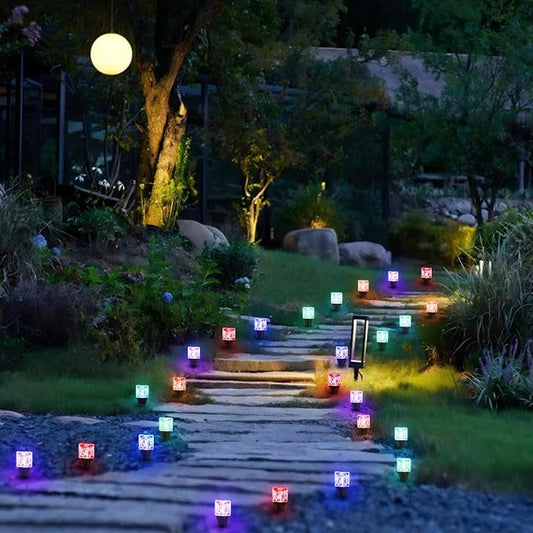 28FT Solar Ice Block String Lights, 20LED Outdoor Waterproof String Lights with 8 Lighting Modes, Garden Patio Wedding Camping Christmas Party Decorations （Colorful）