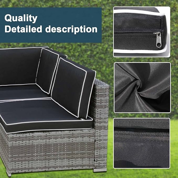 14Pcs Patio Cushion Covers Replacement Splashproof UV-Resistant Inelastic Covers with Zippers, Max Compatible 25.6x25.6x4inch Patio Cushion, for 7 Pcs Outdoor Patio Furniture Sets