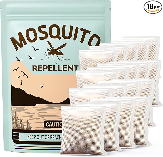 Mosquito Repellent 18 Pouches for Patio & Outdoor, Natural Mosquito Deterrent for Yard, Indoor Mosquito Control for Room & Bedroom, Keep Mosquito Away for Camping, RV, and Home