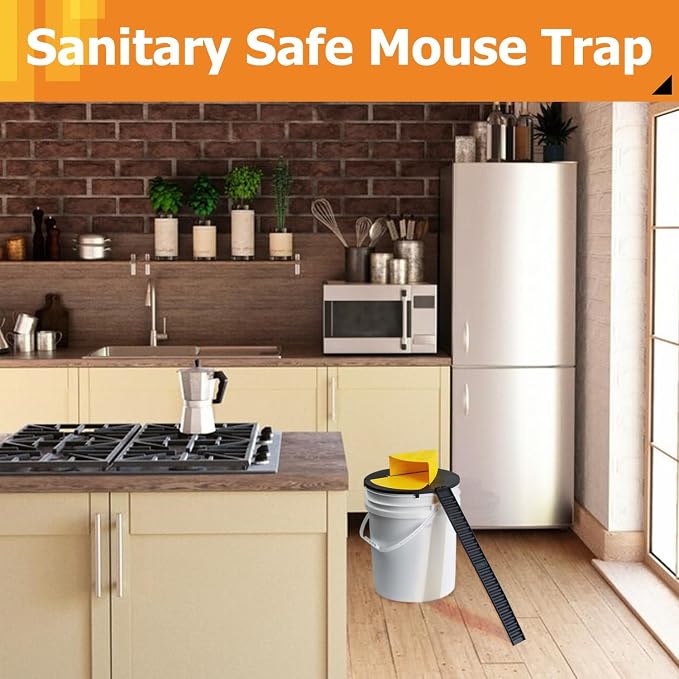 Mouse Trap Bucket, Bucket Lid Mouse Trap,Reusable Humane Mouse Traps for Barn Garage,Auto Reset Rat Trap Compatible 5 Gallon Bucket,4 Pack