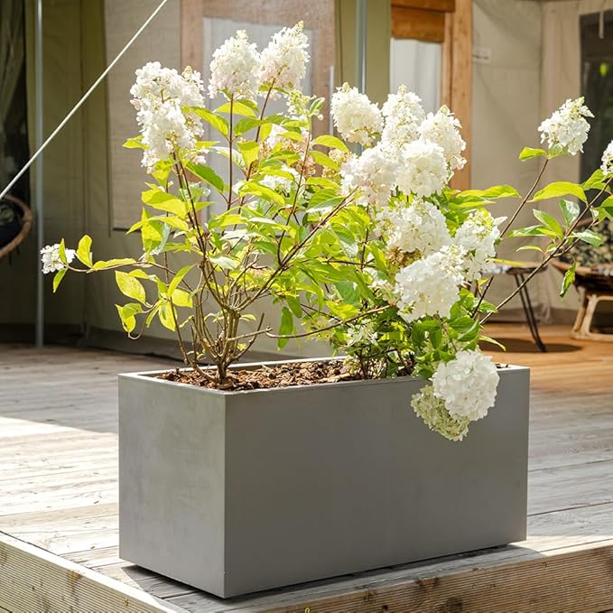 Deroma Millennium Planter | 23” x 10” x 10" Rectangle | Light & Durable Plastic | Indoor or Outdoor Pot for Patio/Porch | Includes Water Reserve & Drain Plug | Pot for Plants, Flowers, Garden | Sand