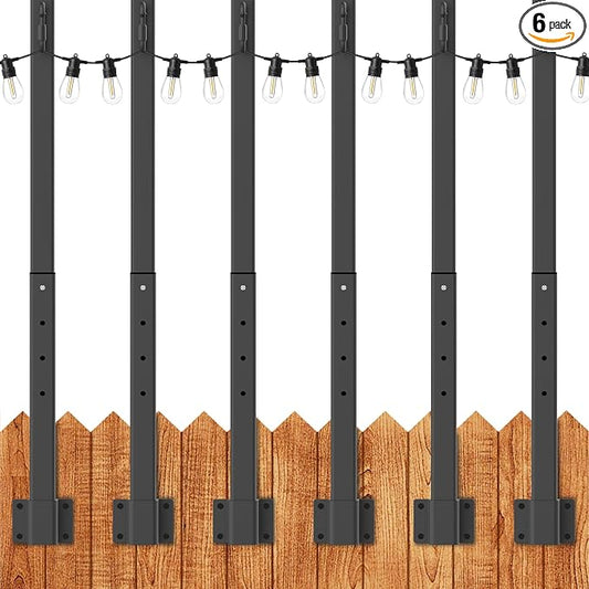 LETIANPAI 6 Pack String Light Poles,2.8 Ft Metal Poles for Outdoor String Lights,Outdoor Light Poles,Poles/Post/Stand for Outside
