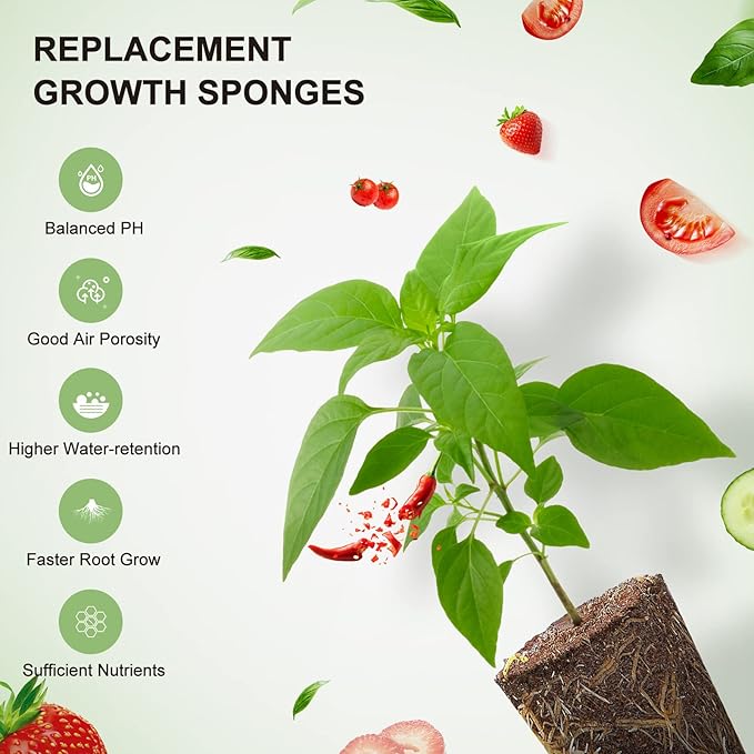 Ahopegarden 120 Pcs Seed Pod Kit for Aerogarden, Highly Breathable Hydroponics Replacement Pods Compatible with Most Indoor Hydroponic Systems,120 Grow Sponges & 120 Pod Labels