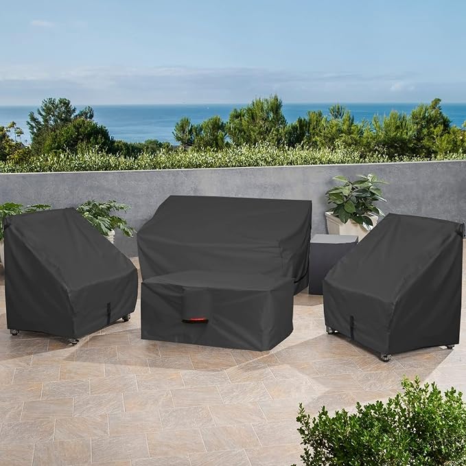 Porch Shield Patio Fire Pit Cover - Waterproof 600D Outdoor Rectangular Fire Table Cover Deck Box Protector - 58 x 30 inch, Black