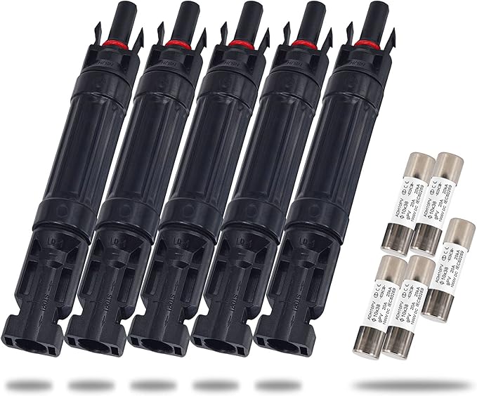 30A Solar Fuse Holder Inline with Male and Female Connector for Solar Panel and Solar Controller, Waterproof Solar Fuse Connector, Solar Surge Protection Device 5pcs