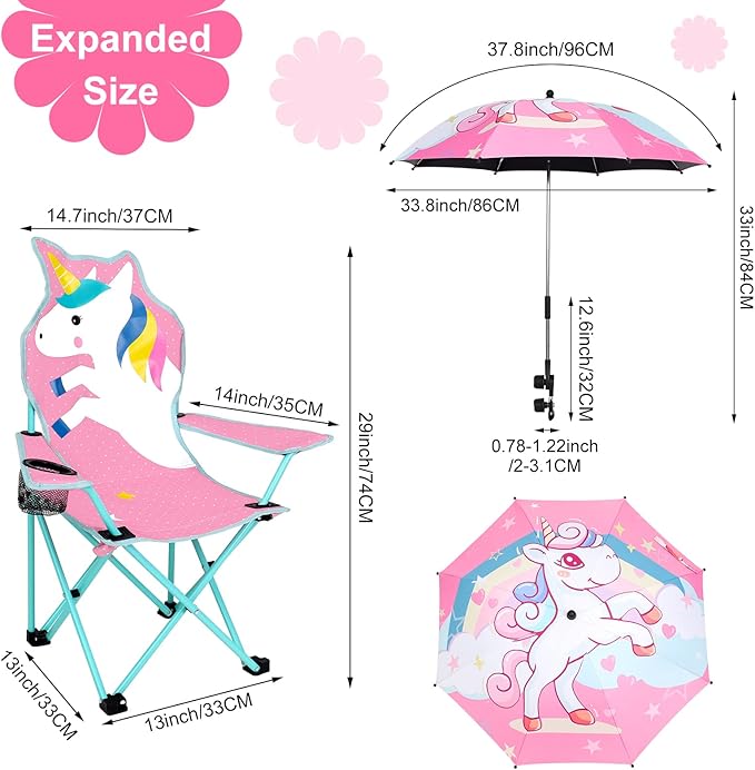 KABOER Kids Outdoor Folding Lawn and Camping Chair with Cup Holder and Carrying Bag, Children's Camping Chairs
