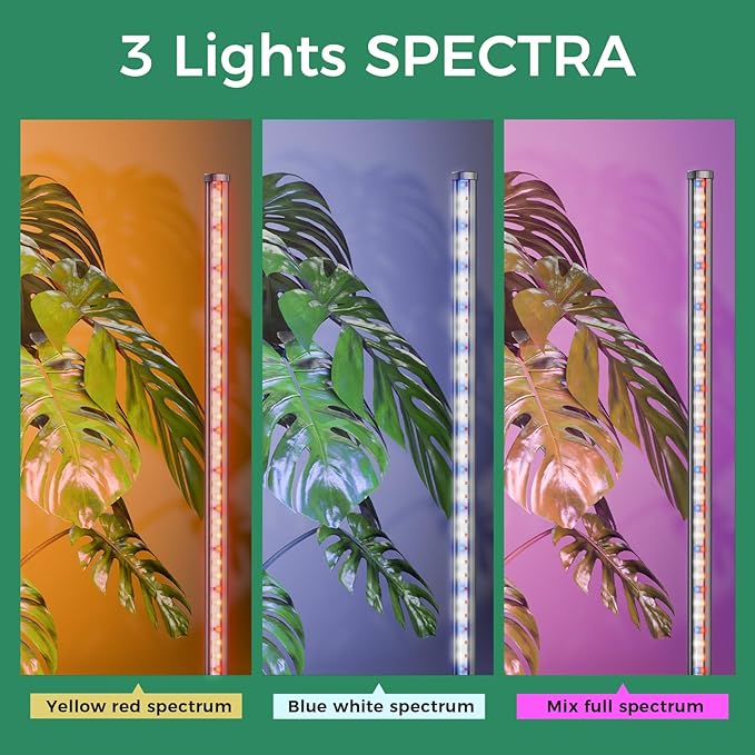 Grow Lights for Indoor Plants with Timer, 60 Inch Vertical Grow Light Full Spectrum 192 LEDs 24W with 3/6/12H Auto On/Off Remote 3 Light Modes 5-Level Dimmable Standing Plant Lamp