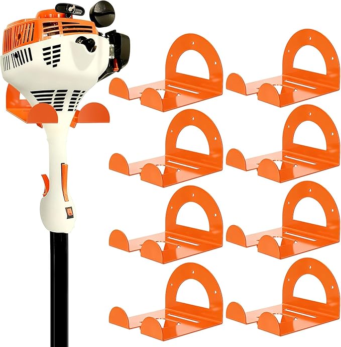 Weed Eater Hanger, Garage Organizer Trimmer Rack Wall Mount, Garden Power Tool Holder Garage Hooks for Grass Trimmer, Hedge Trimmer, Leaf Blower and Chainsaw Storage, 8 Pack