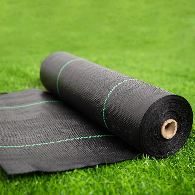 EXTRAEASY Garden Weed Barrier Landscape Fabric,Weed Block Fabric Heavy Duty 3.2OZ,Woven Mulch for Landscaping Ground Cover Weed Control Fabric, Black Garden Bed Liner (1.4ft x 150ft)