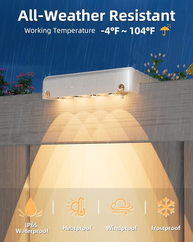VOLISUN Solar Deck Lights 16 Pack, Warm White Glow LED Large Size Lamp, IP65 Waterproof Step Lights Outdoor for Deck, Step, Fence, Railing, Wall and Stairs (White)