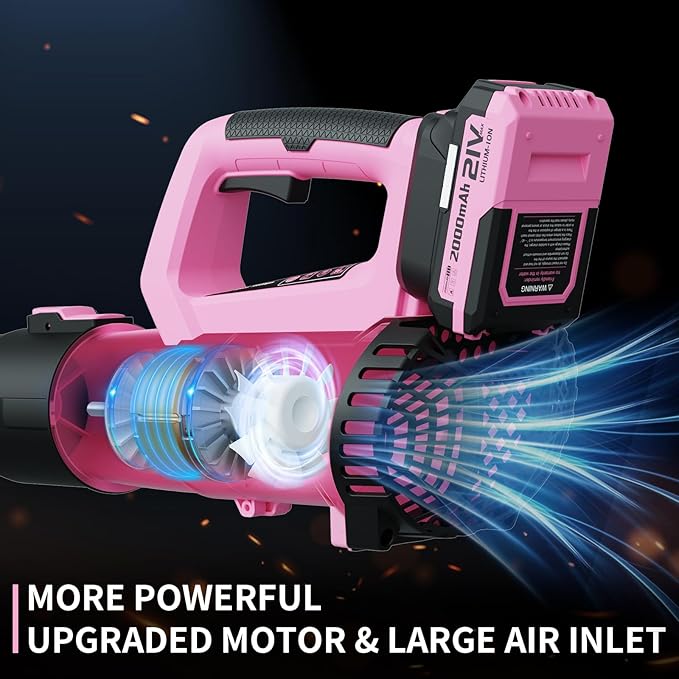 LEAPUL Leaf Blower Cordless, 21V Electric Leaf Blower with 2×2.0Ah Batteries & 1 Fast Charger, Lightweight Battery Powered Blower for Lawn Care, Patio Cleaning
