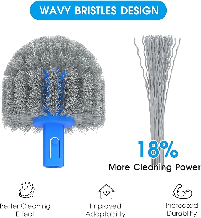 TidyMister 20'' 2 in 1 Pool Brush Head Cobweb Duster Heavy Duty Pool Cleaning Detachable Round Brush with EZ Clip & Wavy Nylon Bristles for Inground Pool & Above-Ground Pool (Without Pole)