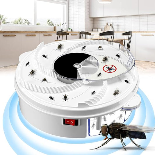 Qualirey Electric Fly Trap Fly Bug Catcher Pest Device Gnat Flying Insect Trap Automatic Indoor Pest Gnat Traps Reject Control Catcher Repellents Tools for Patios Ranch(Batteries)