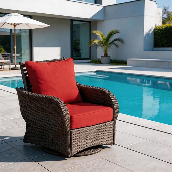 COZYVIDA Outdoor Deep Seat Cushion Set of 2, 22"x24" Seat & 23"x19" Back, C0 Water-Resistant Breathable Fabric, UV-Resistant 1000+ Hrs, 30D Foam with Recycled Fiber Fill,Chili