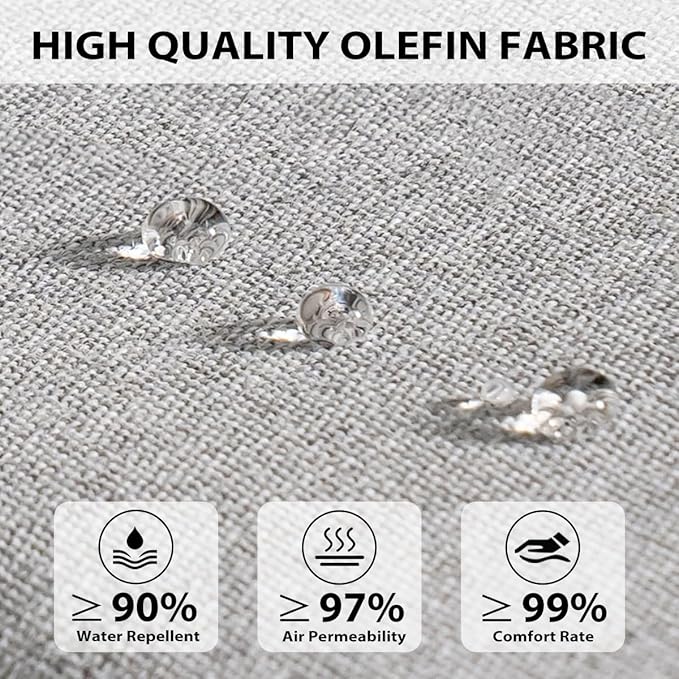 Sundale Outdoor Olefin Chaise Lounge Cushion Set of 2, Water-Resistant Patio Lounge Chair Cushion, Thick Lounger Pad with 4 Straps Light Gray, 72 x 21 x 4 Inches