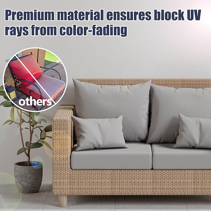 14Pcs Patio Stretch Cushion Covers, Outdoor Couch & Sofa Replacement Slipcovers for Patio Furniture Cushion Covers, Washable Reusable Furniture Protector, Square Large, Air Grey