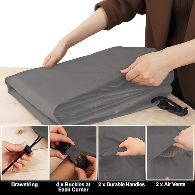 Picnic Table Cover Waterproof 70/72 Inch 600D Oxford Outdoor Table Cover with Bench Covers for Winter DustProof Heavy Duty (Grey, 6FT-70/72inch)