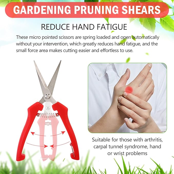 Lasnten 20 Pcs Bud Trimming Scissors Bulk 7.2 Inch Pruning Shears Garden Scissors for Precise Cut Bonsai Gardening Hand Pruner with Straight Stainless Steel Blade Pruning Snip for Flower Plant(Red)