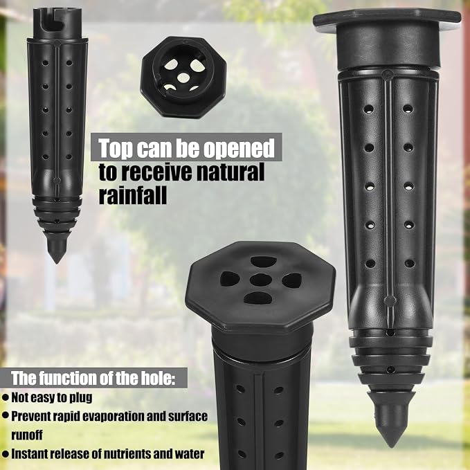 Briwooody 3 Pack Garden Watering Stake Large UV-Protected ABS Plastic Deep Root Irrigation Spike for Trees, Shrubs, Bushes, Shrubs, Flowers, Fruits, Vegetables, Potted Plants (8 Inch)