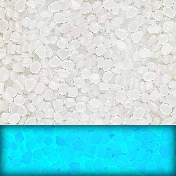 3600pcs Glow in the Dark Rocks for Outdoor Garden & Aquarium – White Luminous Stones for Landscaping, Pathway, Patio, Driveway, Walkway, Fish Tank, Plant Pots