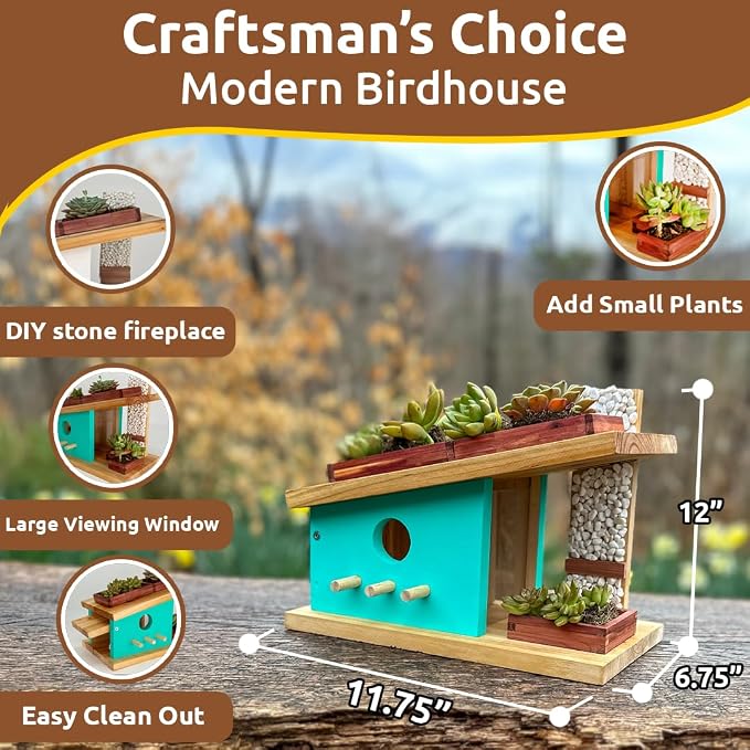 SparkJump DIY Birdhouse Craft Bundle – Cottage & Modern Birdhouse Kits, Build-Your-Own Outdoor Birdhouses, Creative Woodworking Project for Kids & Adults