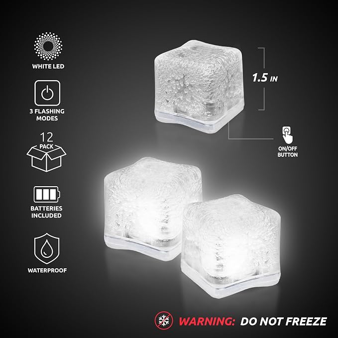 Windy City Novelties 12 pack LED Ice Cubes with Changing Lights (White)
